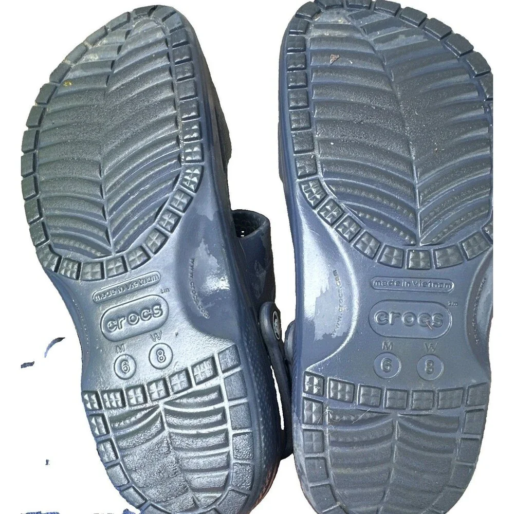 Crocs Blue Slide Sandals Heel Strap Rubber Slip On Logo Solid Men’s US 6 Beach